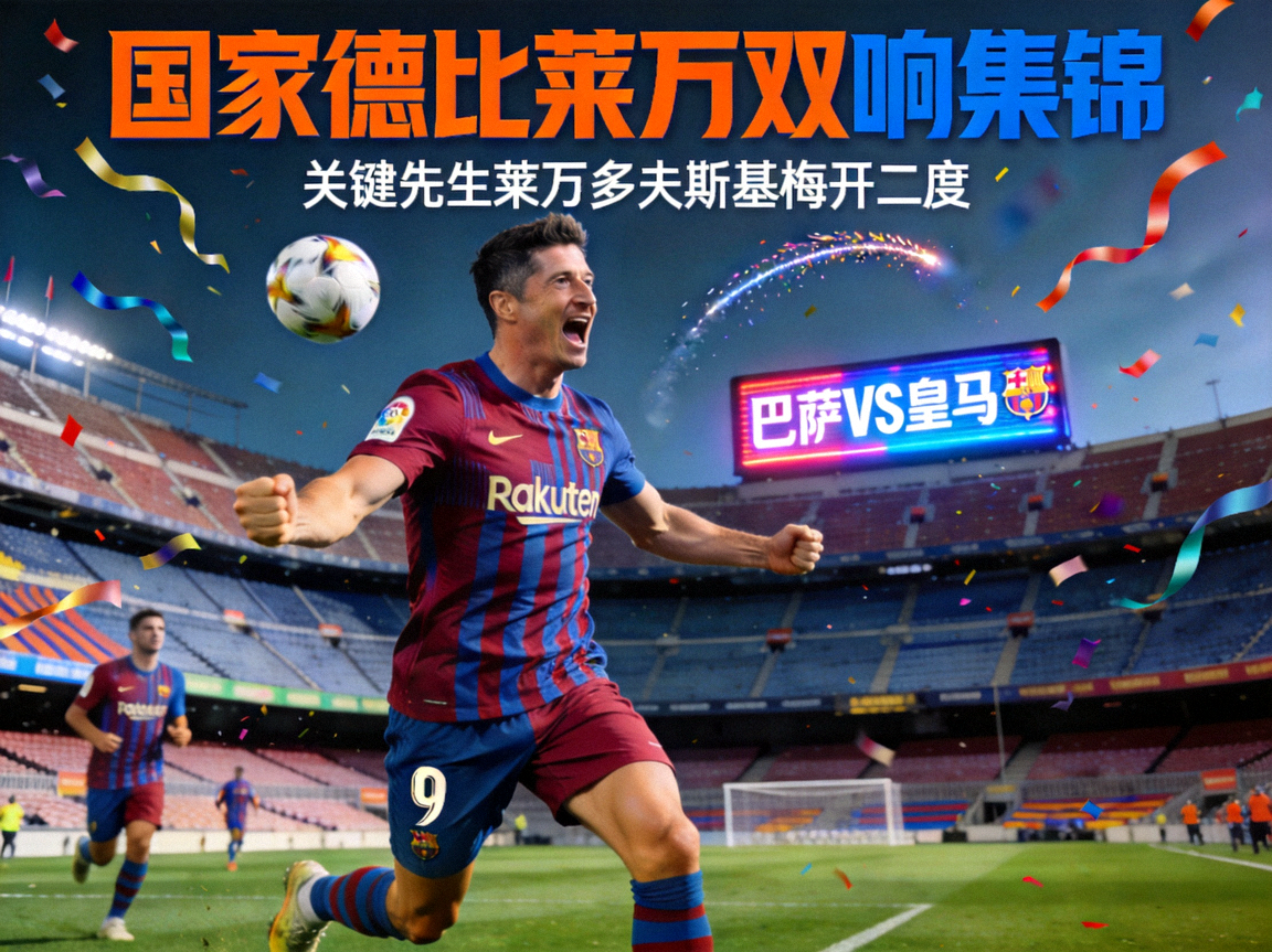巴塞罗那对阵皇家马德里的国家德比集锦视频封面，莱万双响精彩瞬间